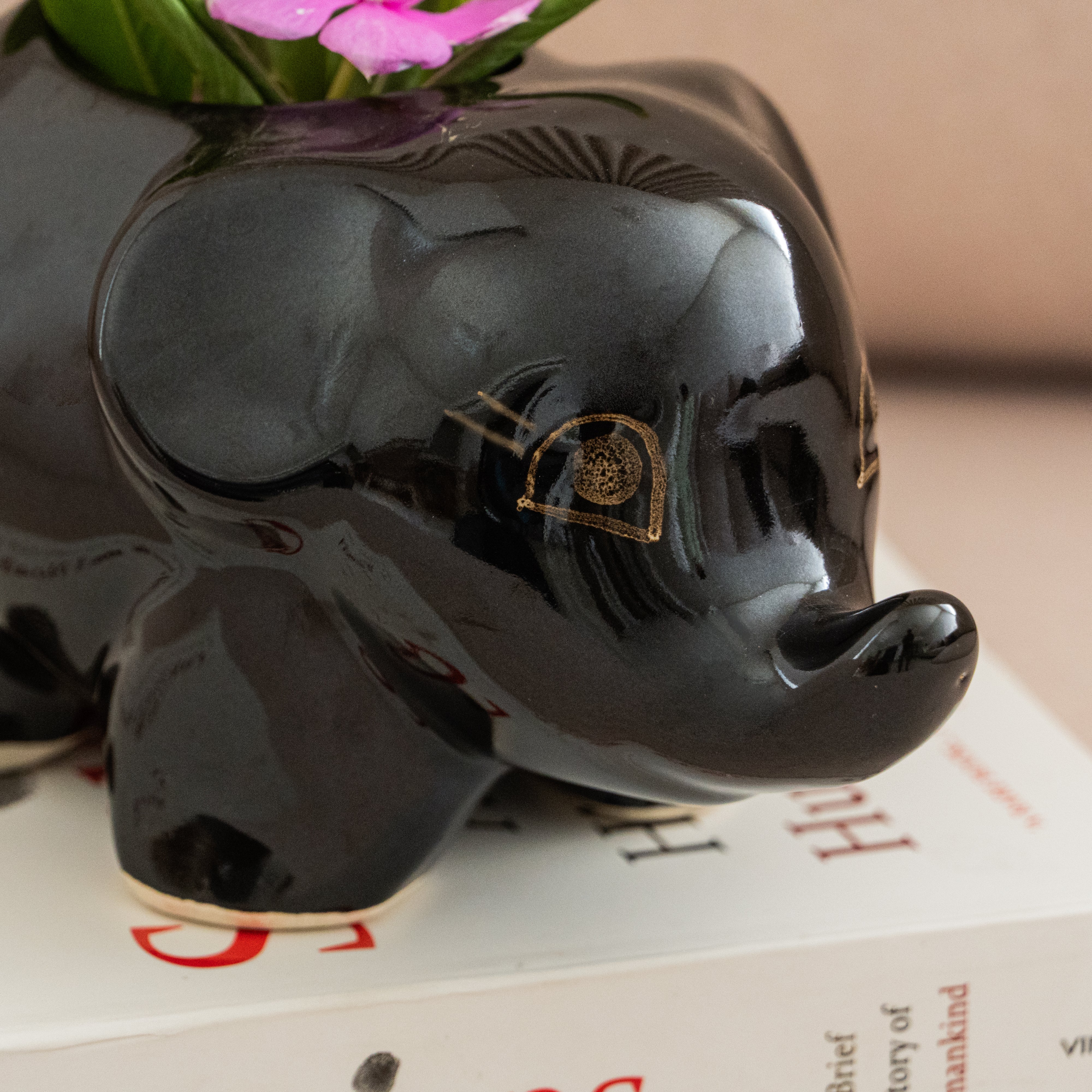 Black Baby Elephant Planter