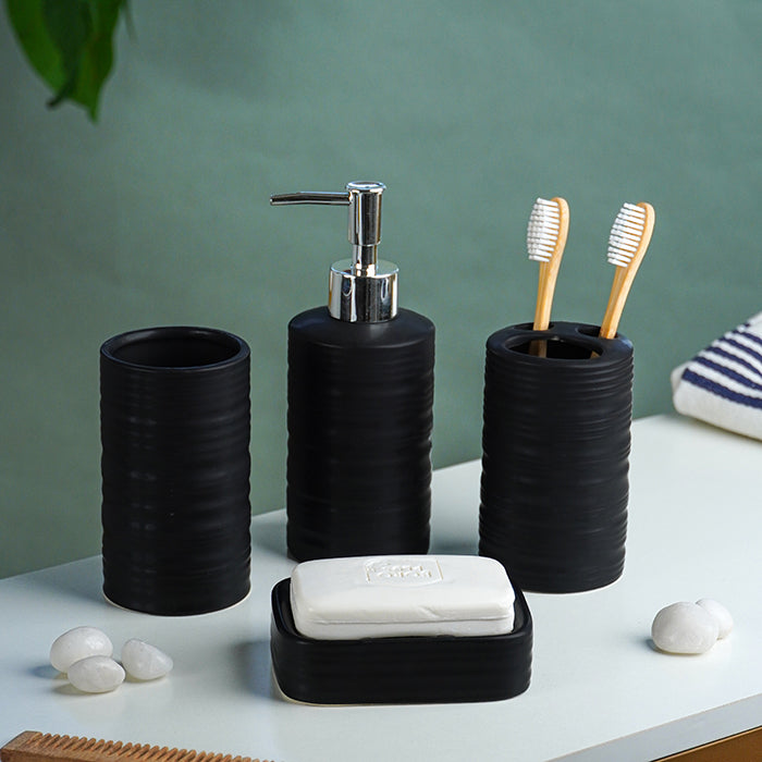 Matte Black Ceramic Bathroom Set of 4 Main image