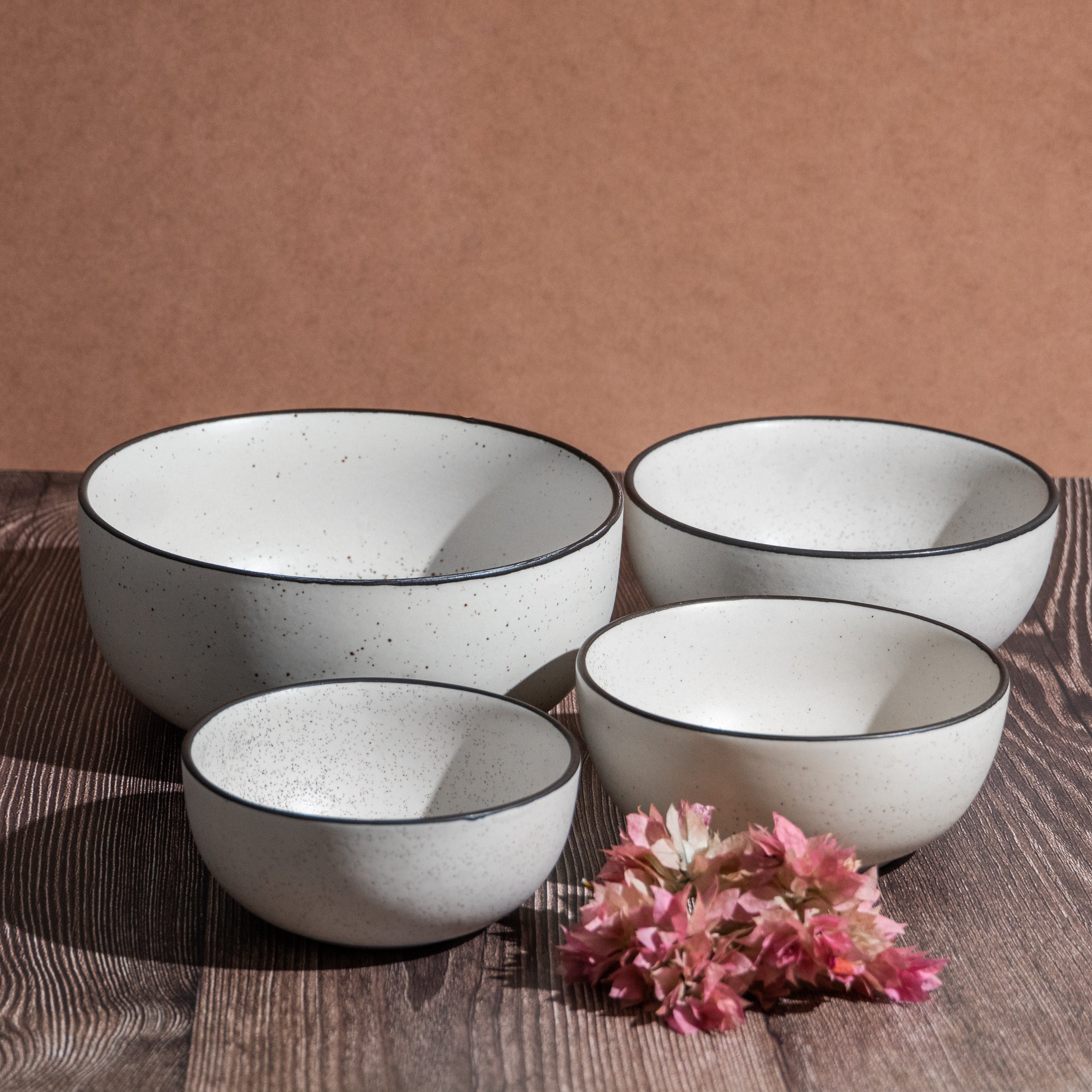 3 Black + 1 Free Brown Ceramic Serving Bowl