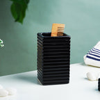 Black Ribbed Ceramic Bathroom Set of 4