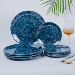 Dinner Set in Ceramic with a Speckled Blue Design (Set of 8)