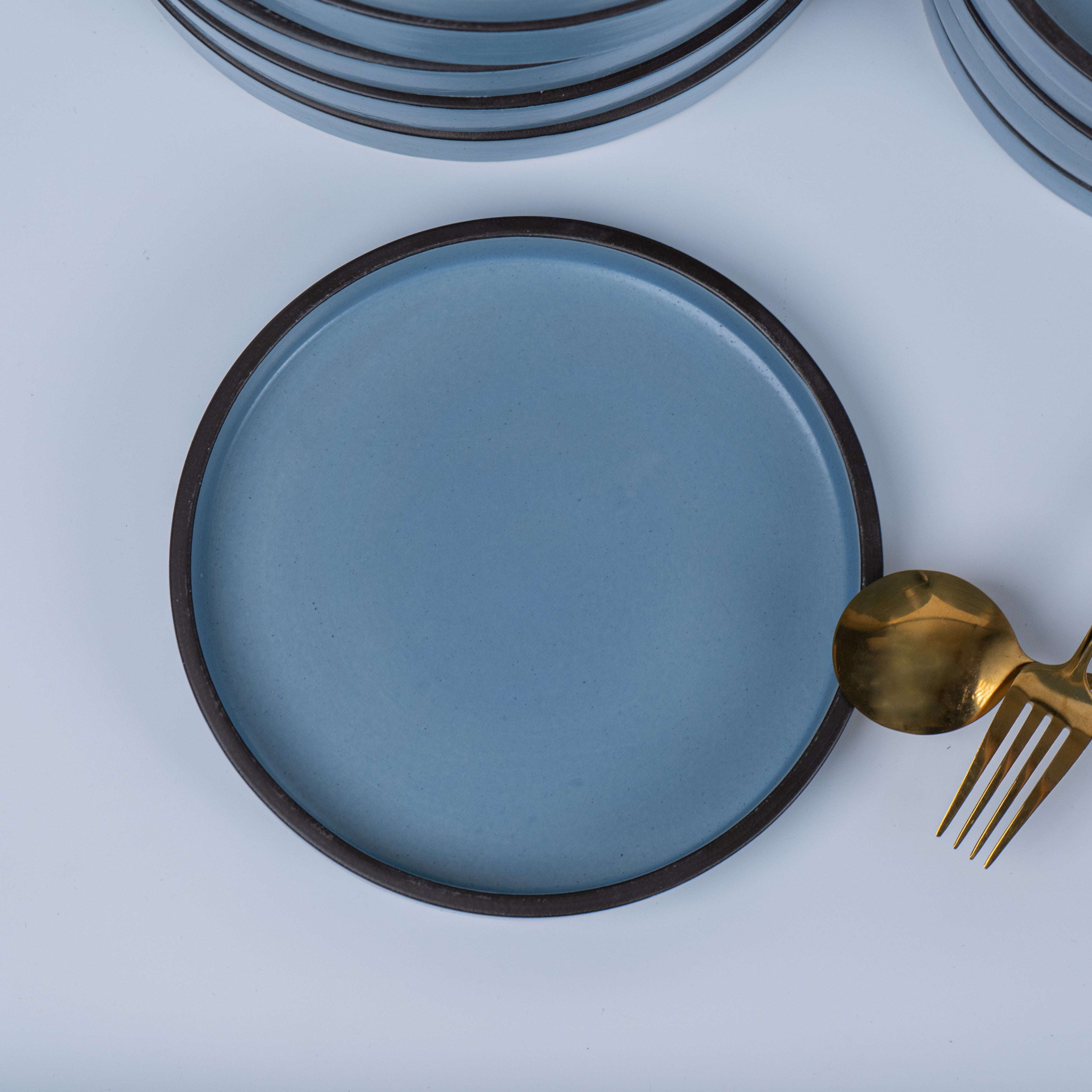 Solid Blue Ceramic Dinner Set (Set of 12)