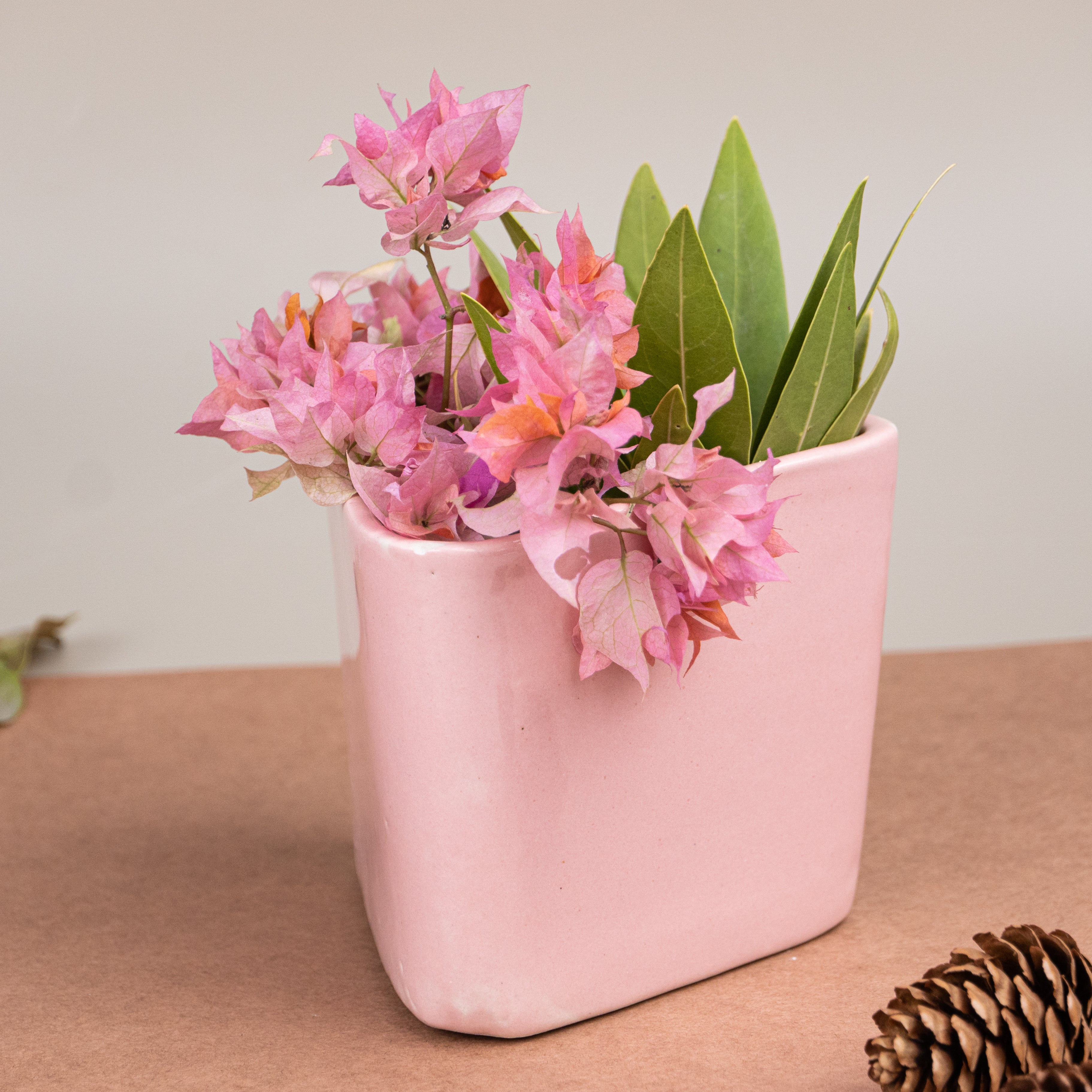 Pink Ceramic Triangle Planter Main image