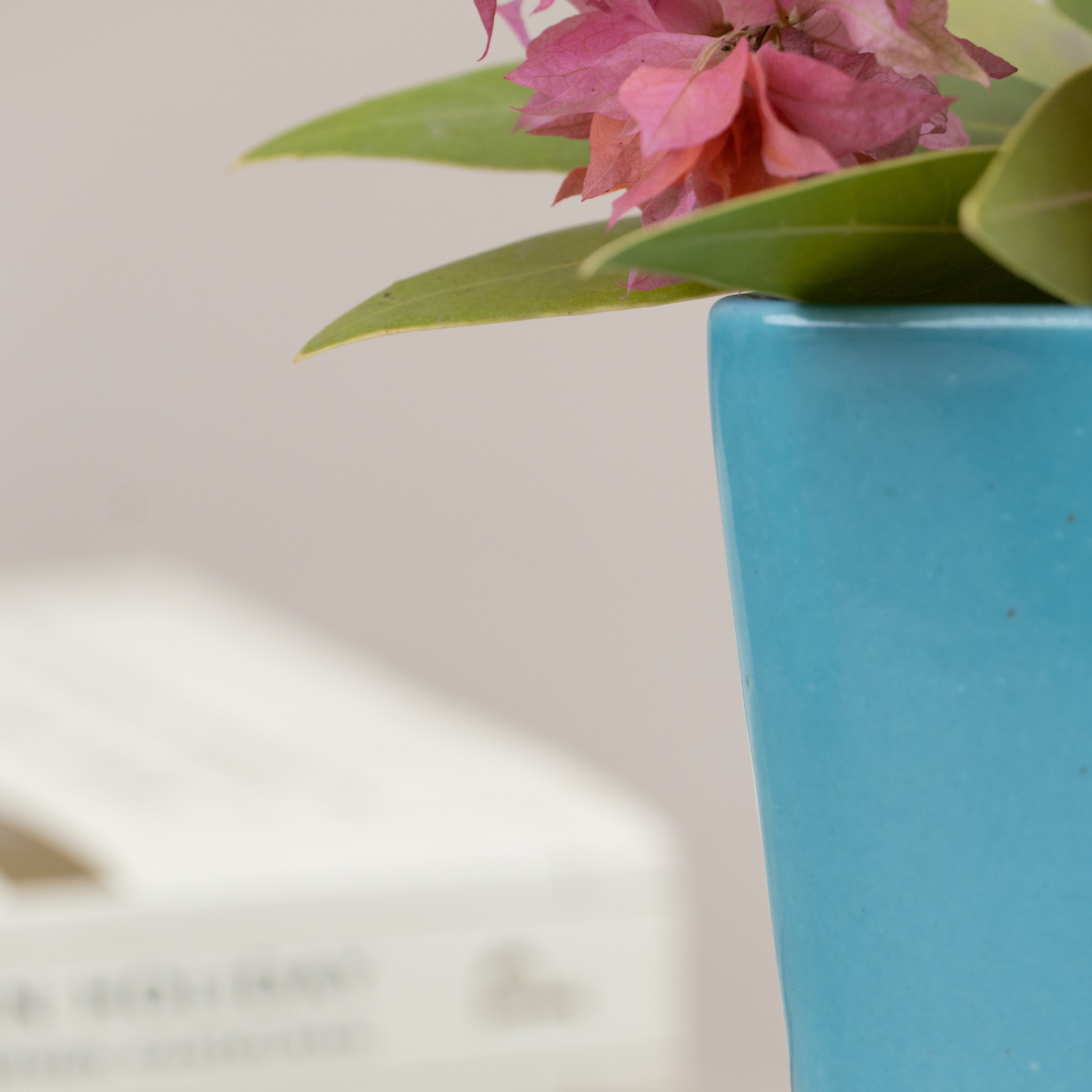 Light Blue Ceramic Triangle Planter