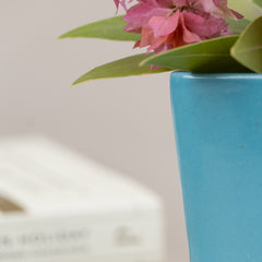 Light Blue Ceramic Triangle Planter