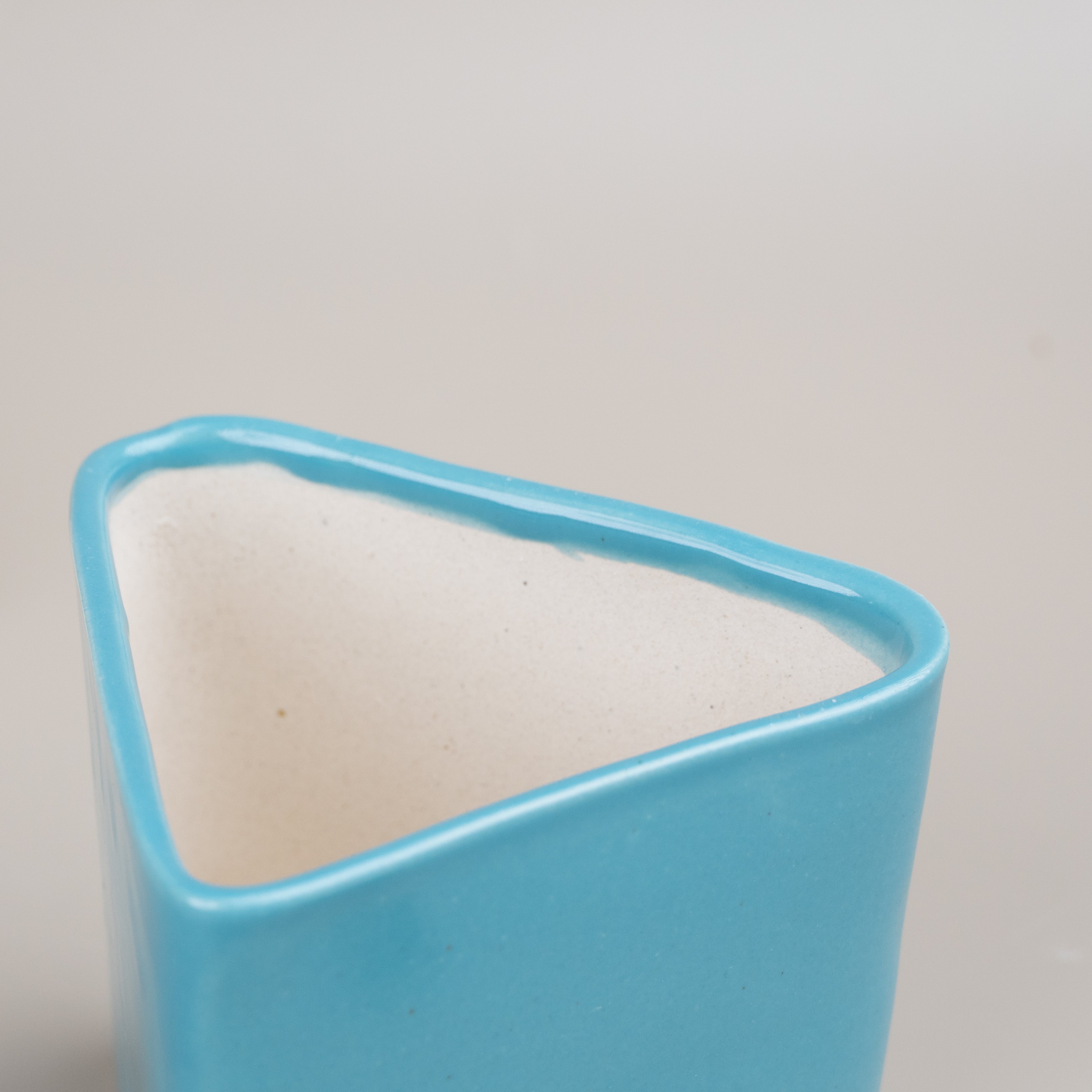 Light Blue Ceramic Triangle Planter