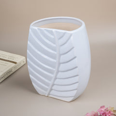 White Color Leaf Shaped Flower Vase