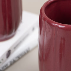 Red Ceramic Lassi Glasses | Set of 2