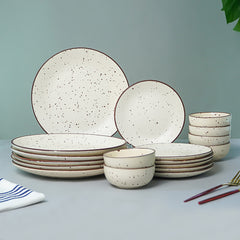 Cream Speckled Stoneware Dinner Set of 18