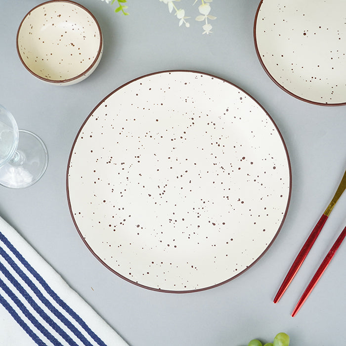 Cream Speckled Stoneware Dinner Set of 18