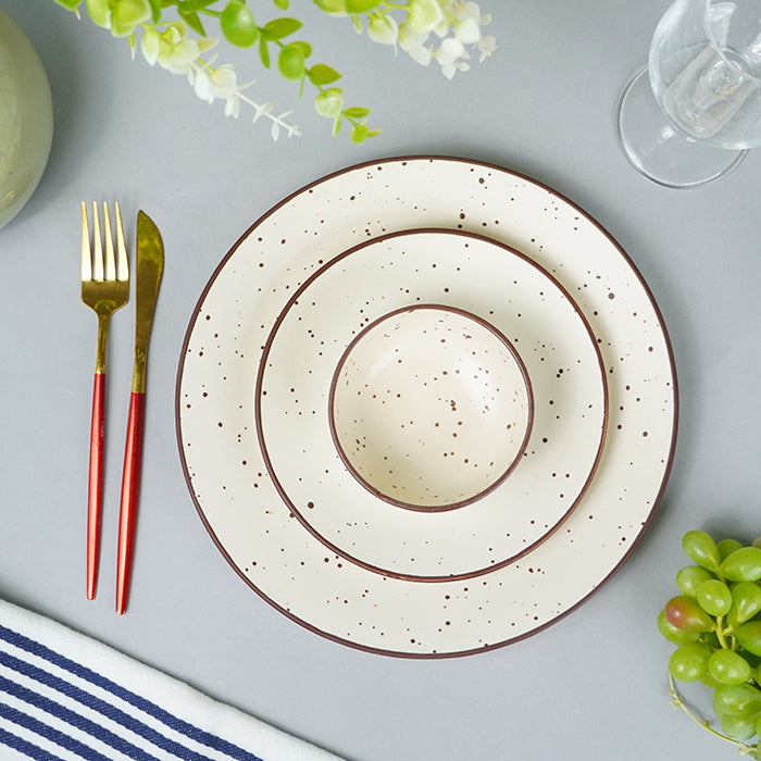 Cream Speckled Stoneware Dinner Set of 18