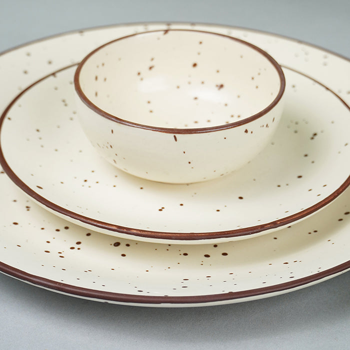Cream Speckled Stoneware Dinner Set of 18