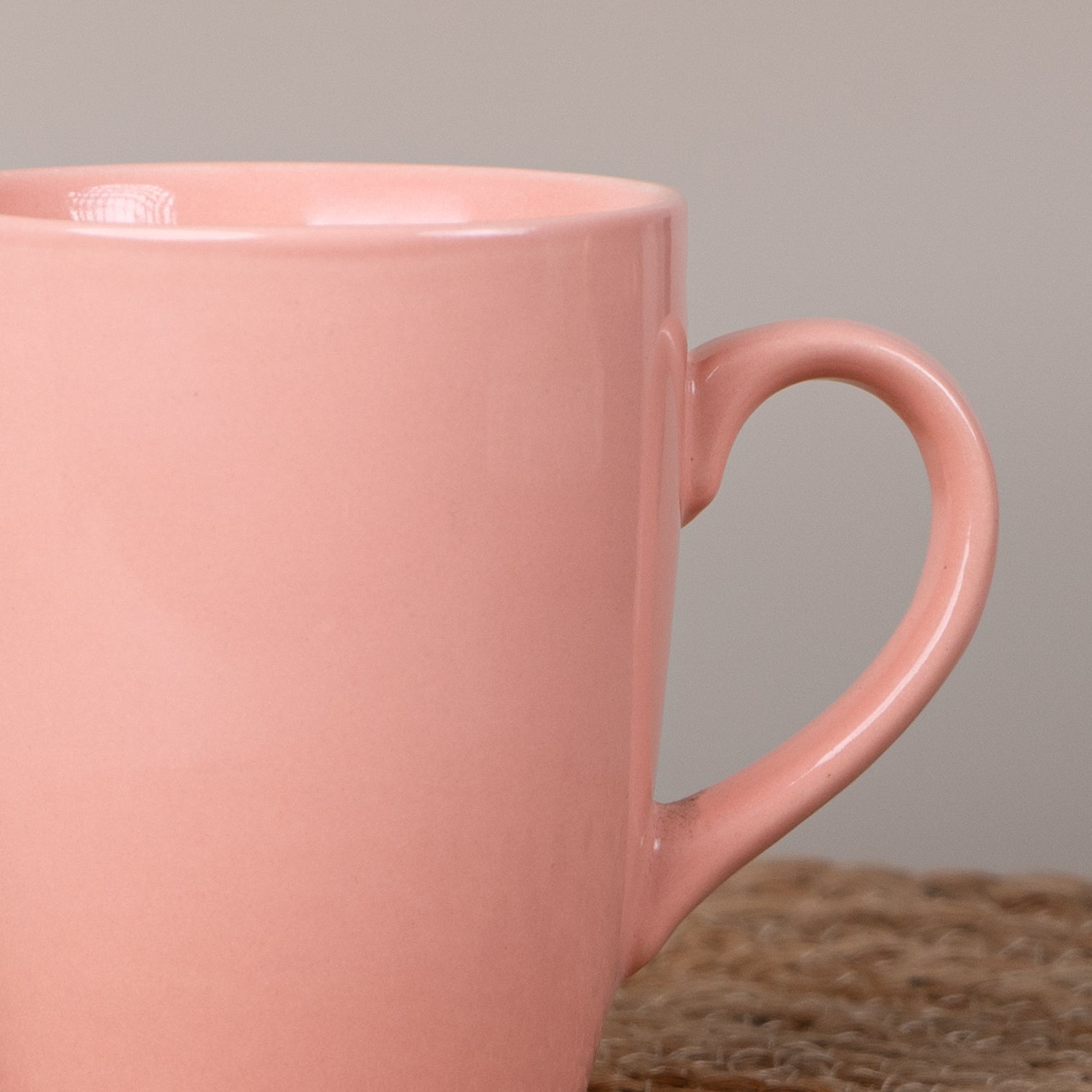 Solid Pink Ceramic Coffee Mug | Set of 2