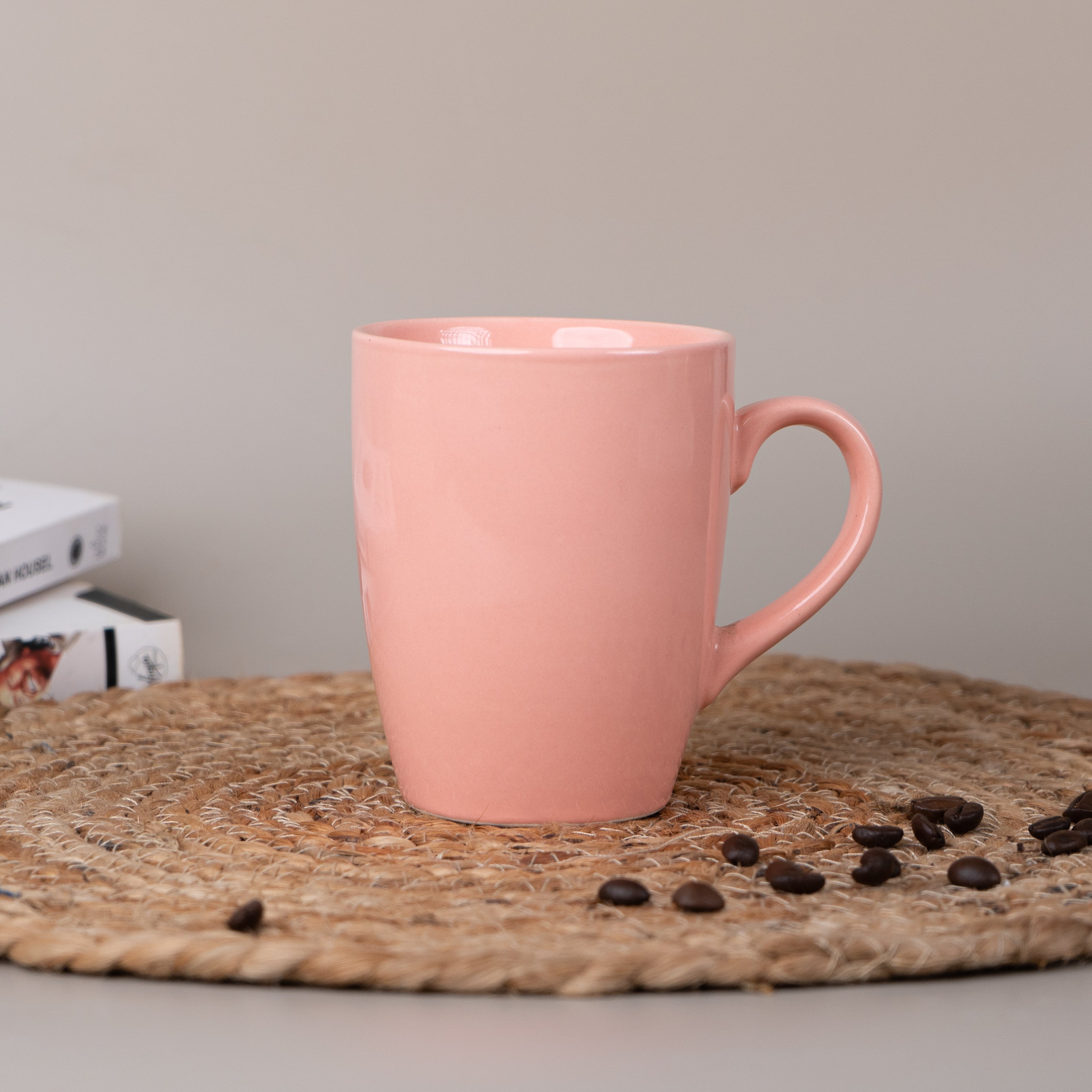 Solid Pink Ceramic Coffee Mug | Set of 2