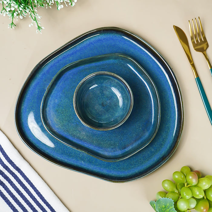 Midnight Blue Ceramic Dinnerware - Set of 3 Pcs