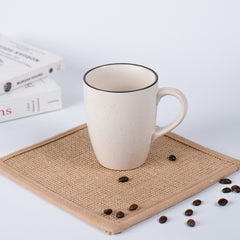 White Ceramic Coffee Mug with Black Border