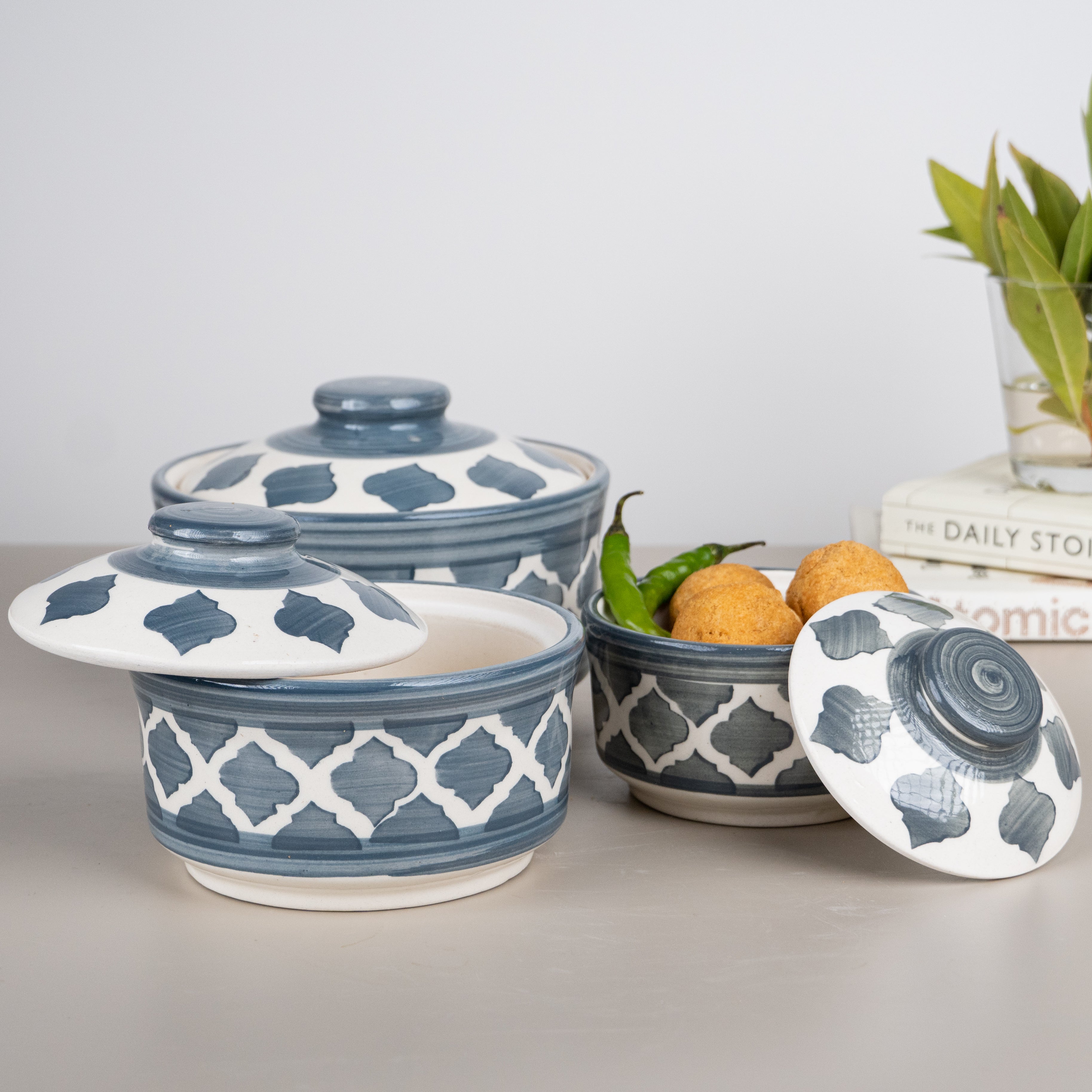 Hand Painted Ceramic Casserole | Set of 3