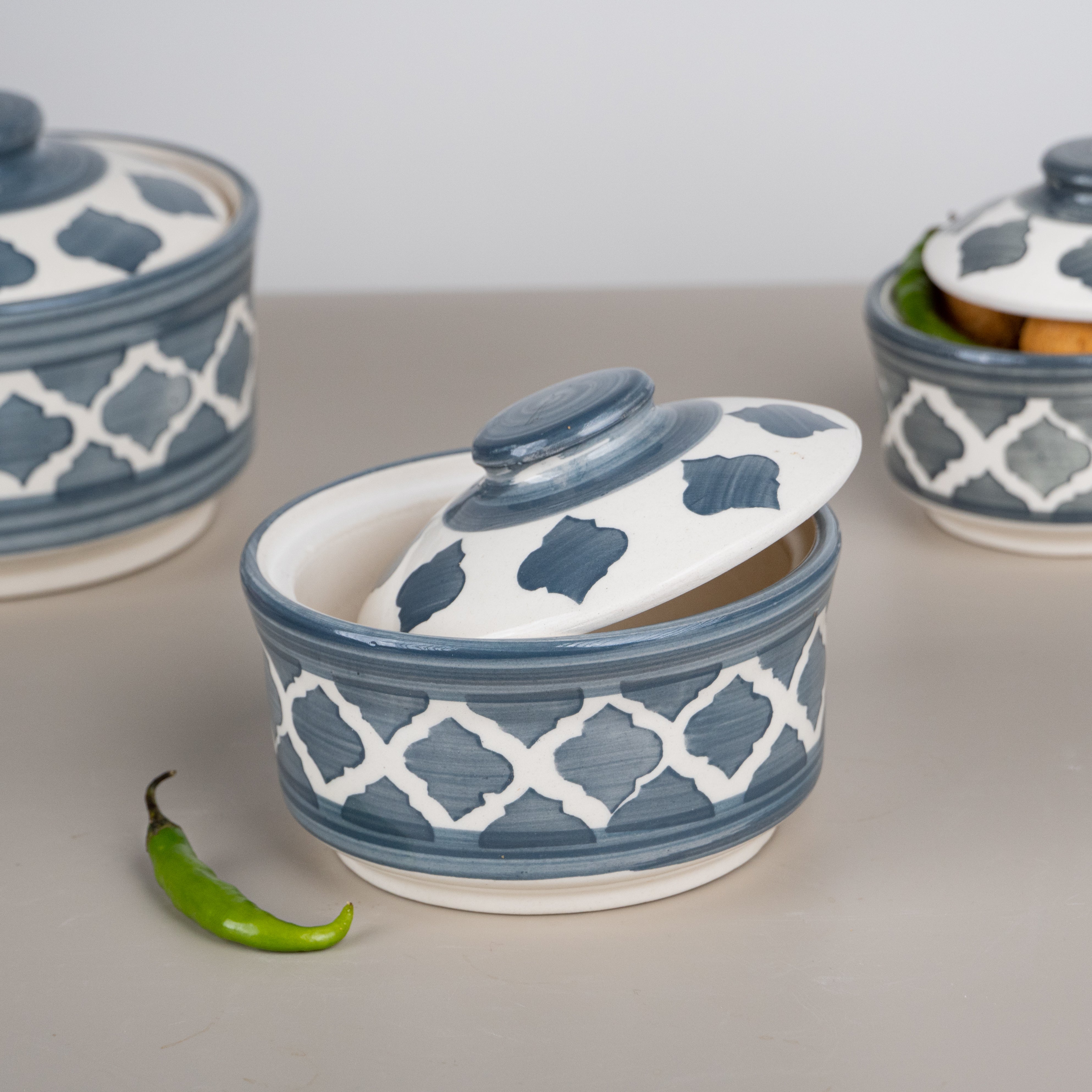 Hand Painted Ceramic Casserole | Set of 3