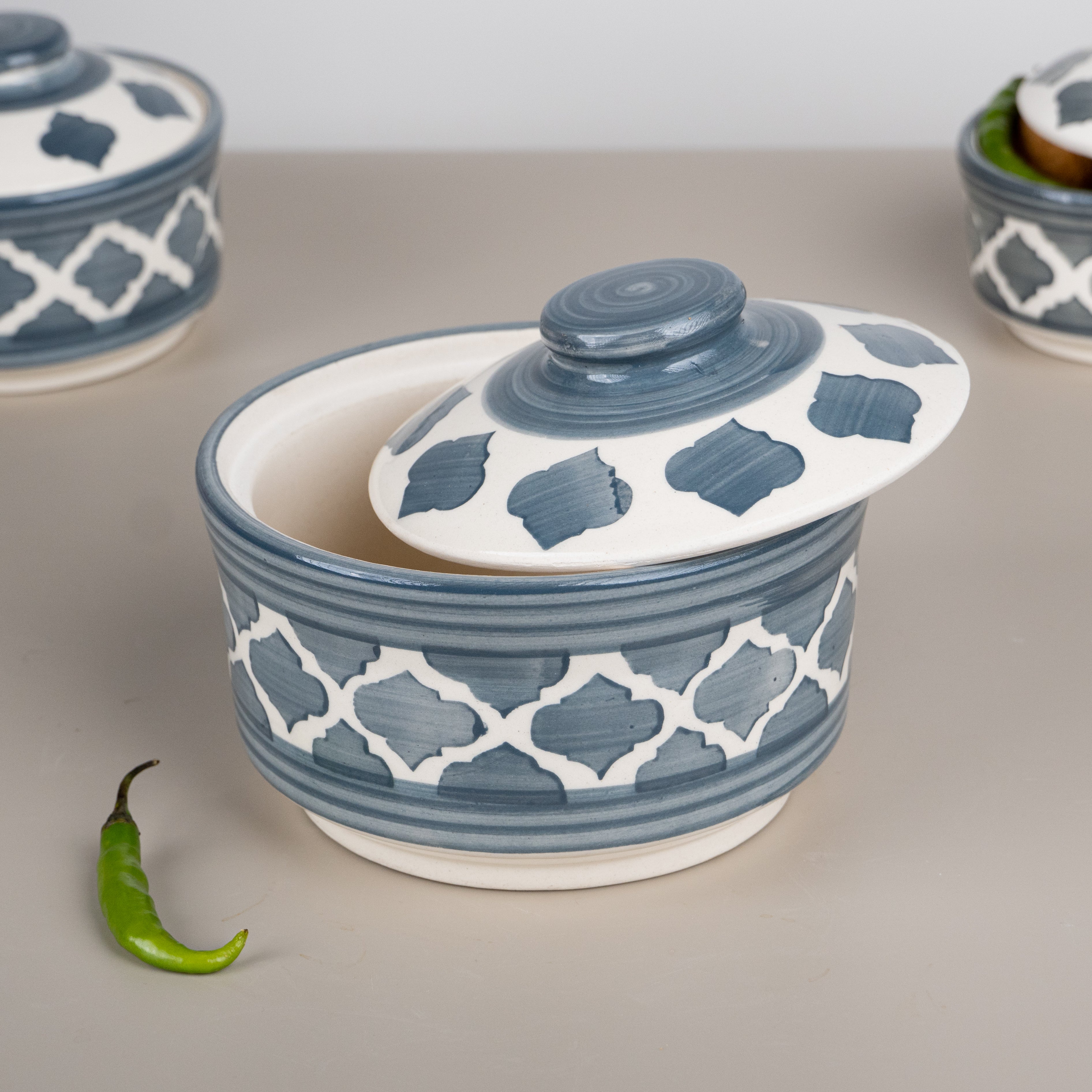 Hand Painted Ceramic Casserole | Set of 3