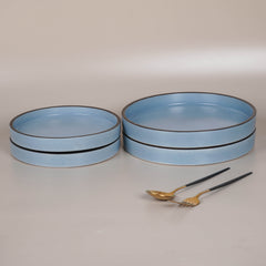 Solid Blue Ceramic Dinner Set (Set of 4)