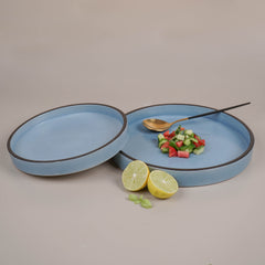 Solid Blue Ceramic Dinner Set (Set of 12)