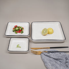 Square Speckled Dinner Set | Black Border | Set of 3