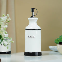 Minimalist White Cruet Set – 4-Piece Oil, Vinegar, Salt & Pepper