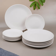 Classic White Ceramic Dinner Set (Set of 12)