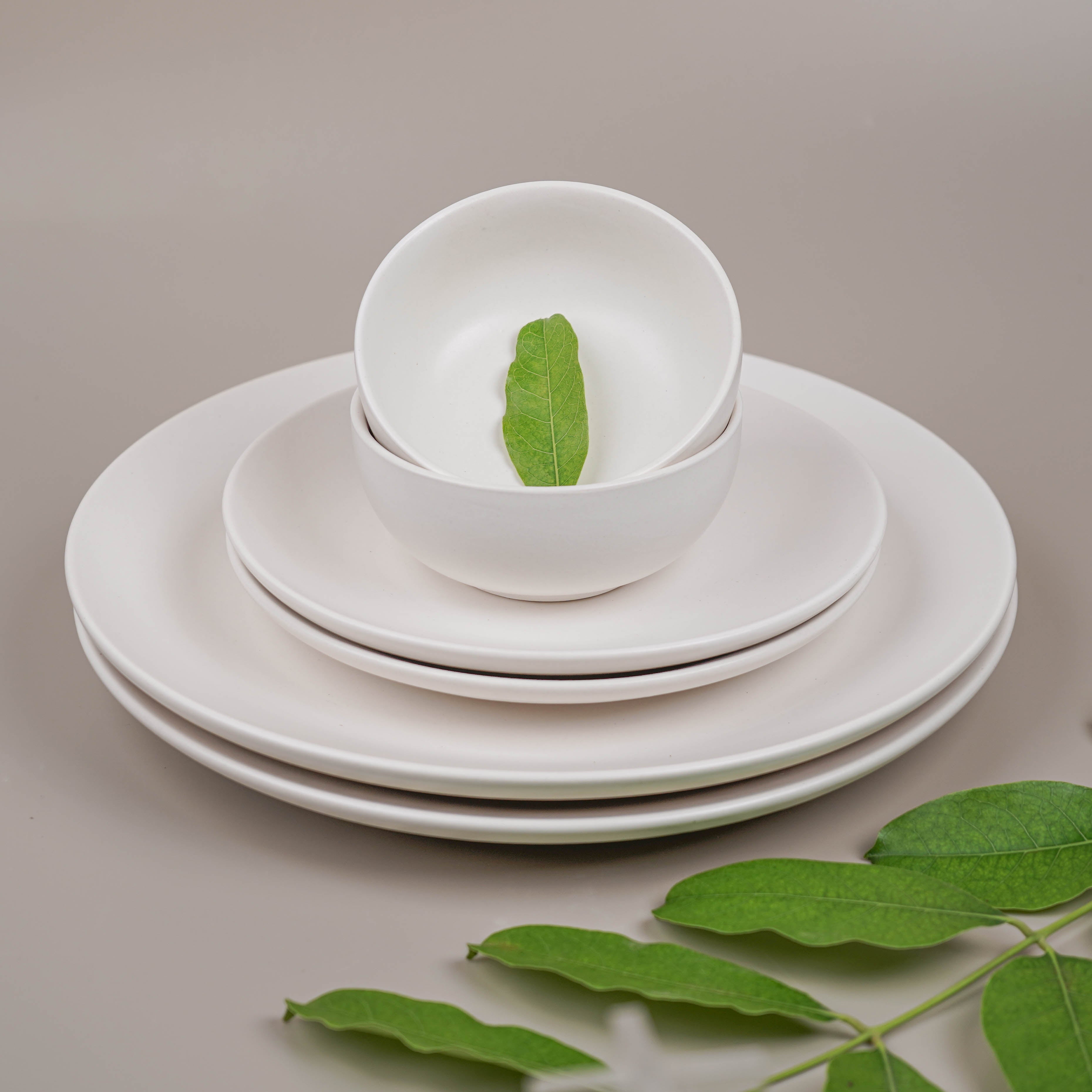 Classic White Ceramic Dinner Set (Set of 12)