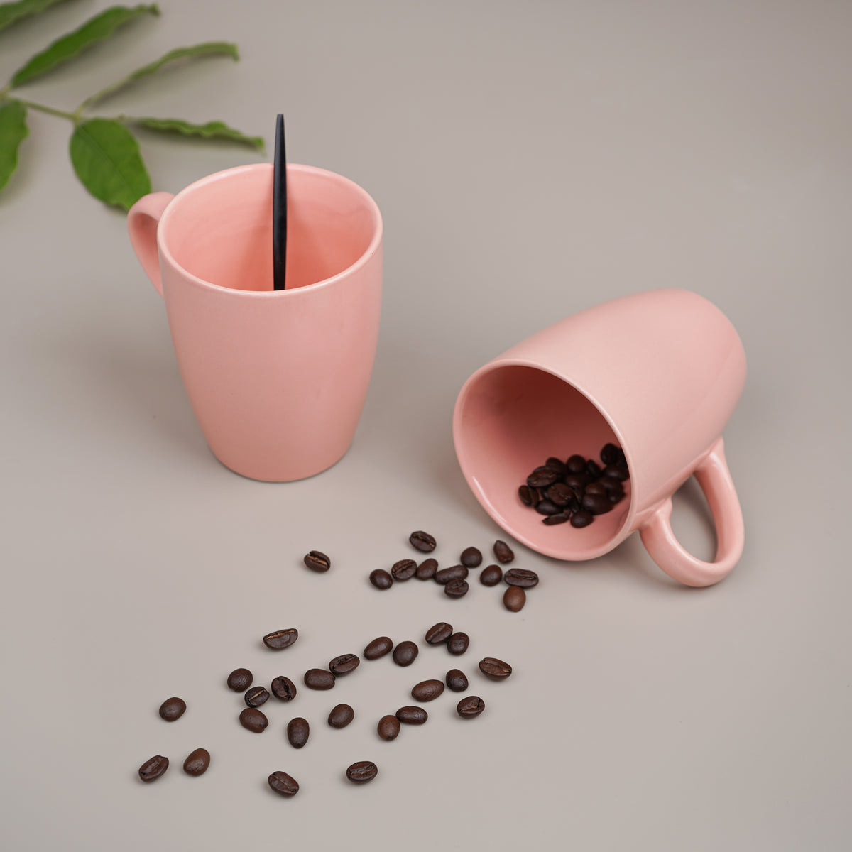 Solid Pink Ceramic Coffee Mug | Set of 2