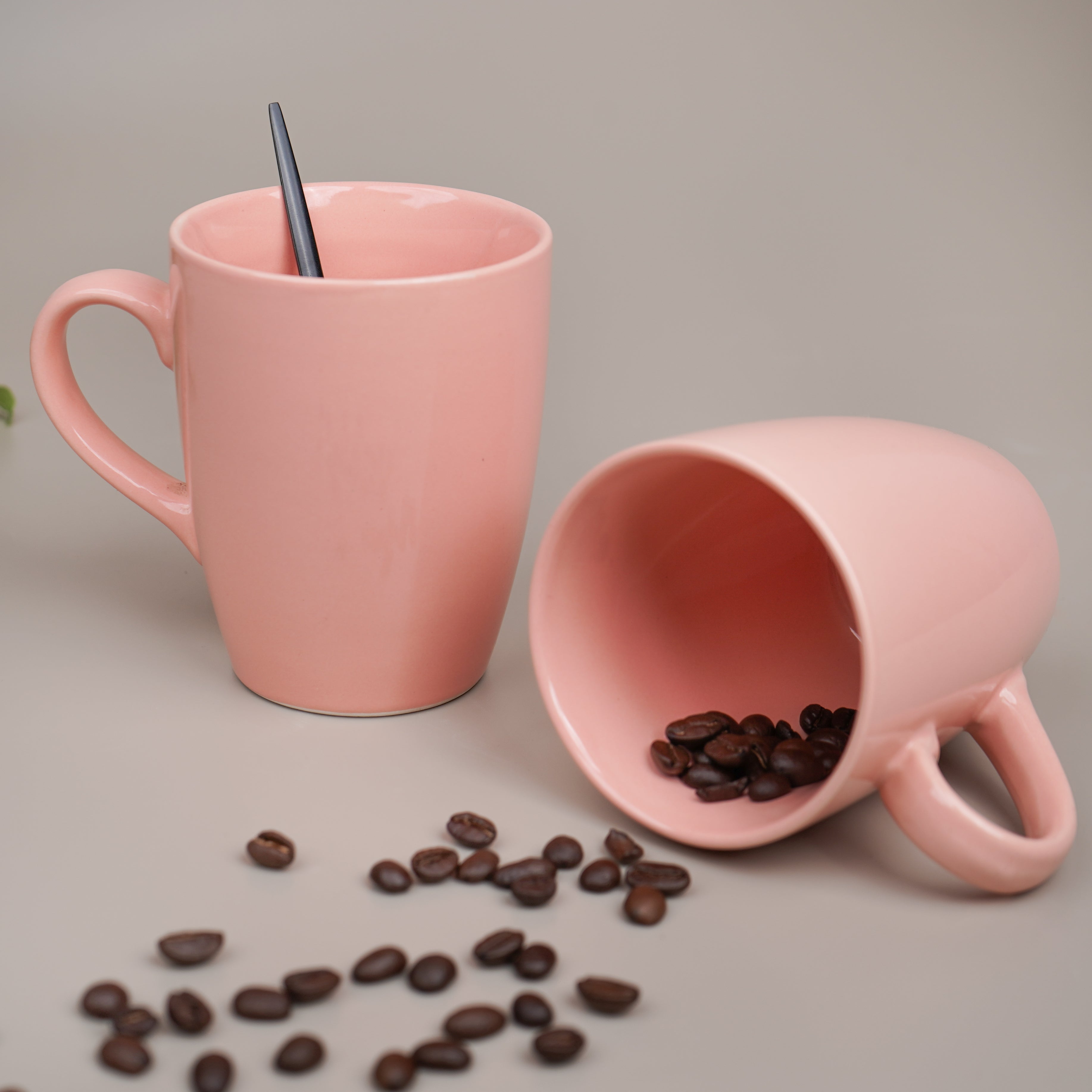 Solid Pink Ceramic Coffee Mug | Set of 2