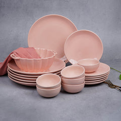 Pink Ceramic Dinner Set (Set of 19)