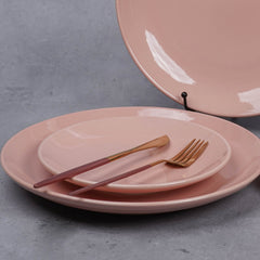 Pink Ceramic Dinner Set (Set of 12)