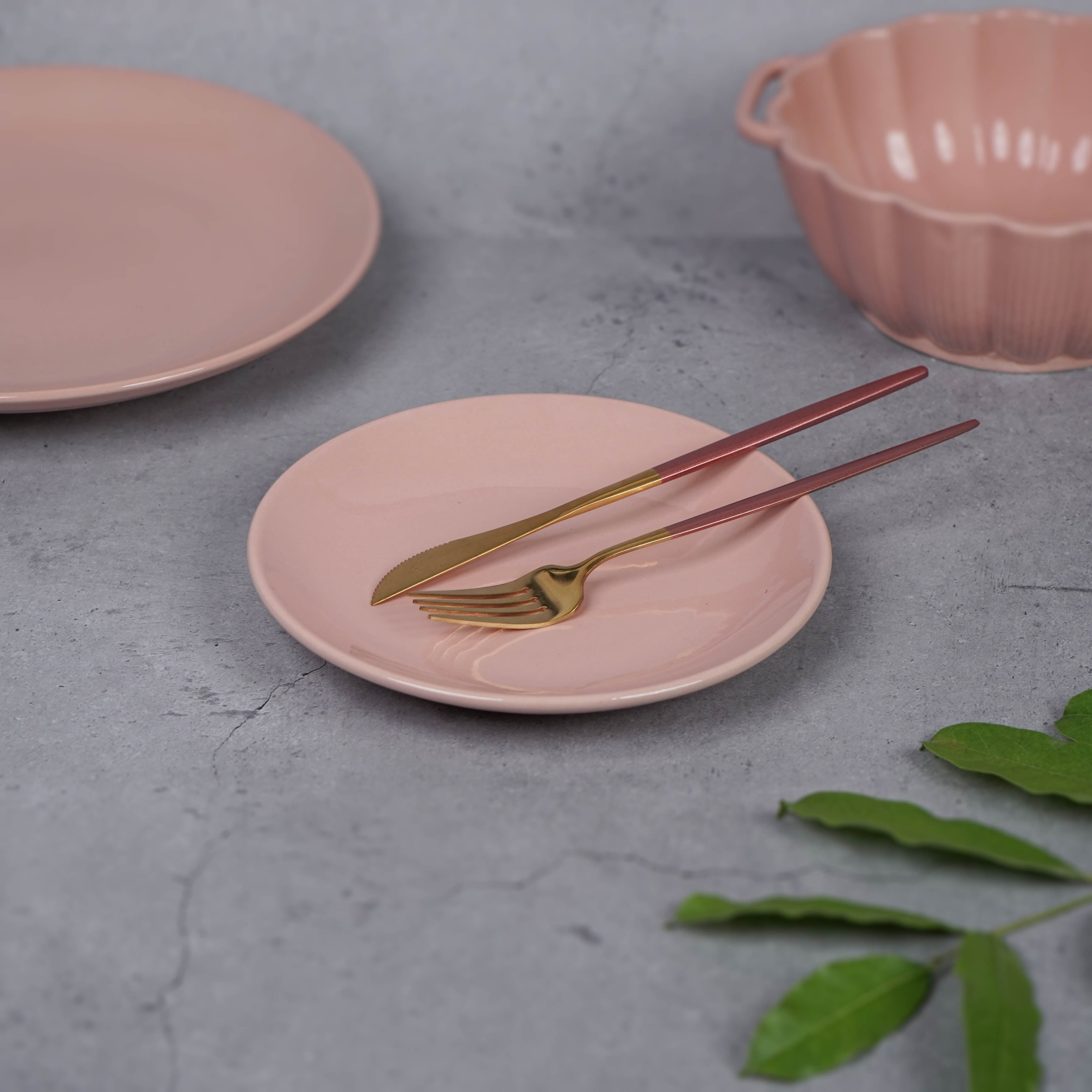 Pink Ceramic Dinner Set (Set of 12)