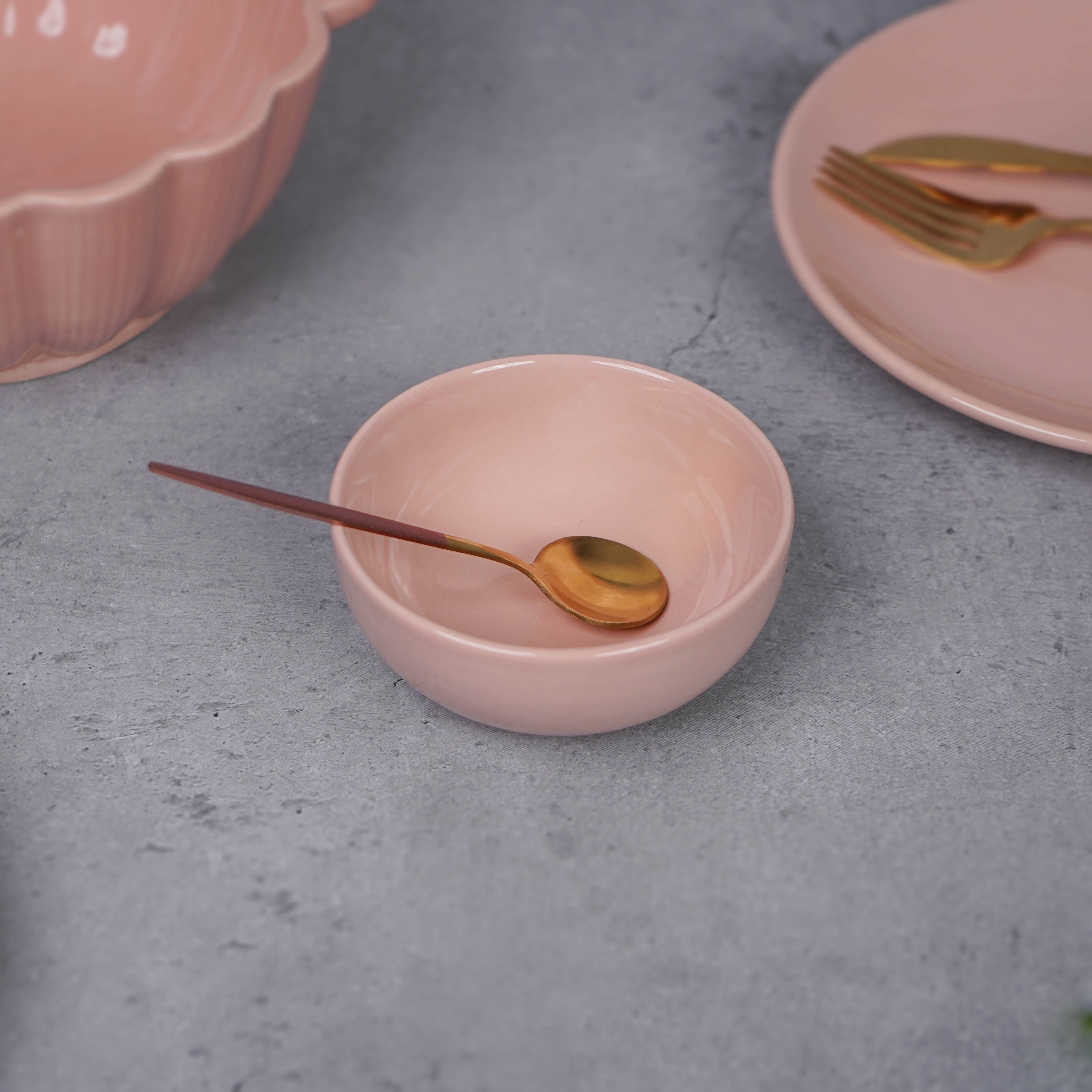 Pink Ceramic Dinner Set (Set of 12)