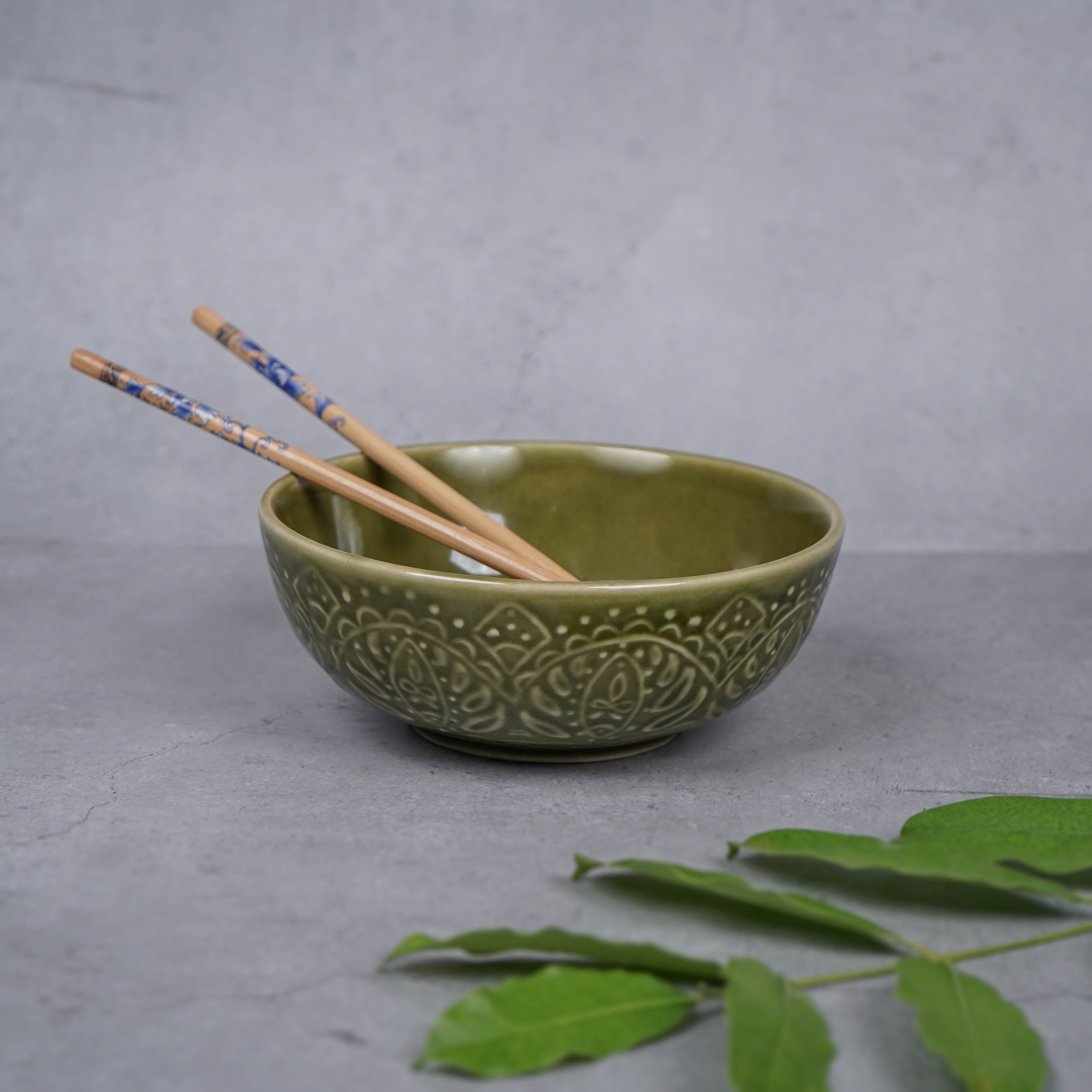 Green Ceramic Dinner Set (Set of 20)