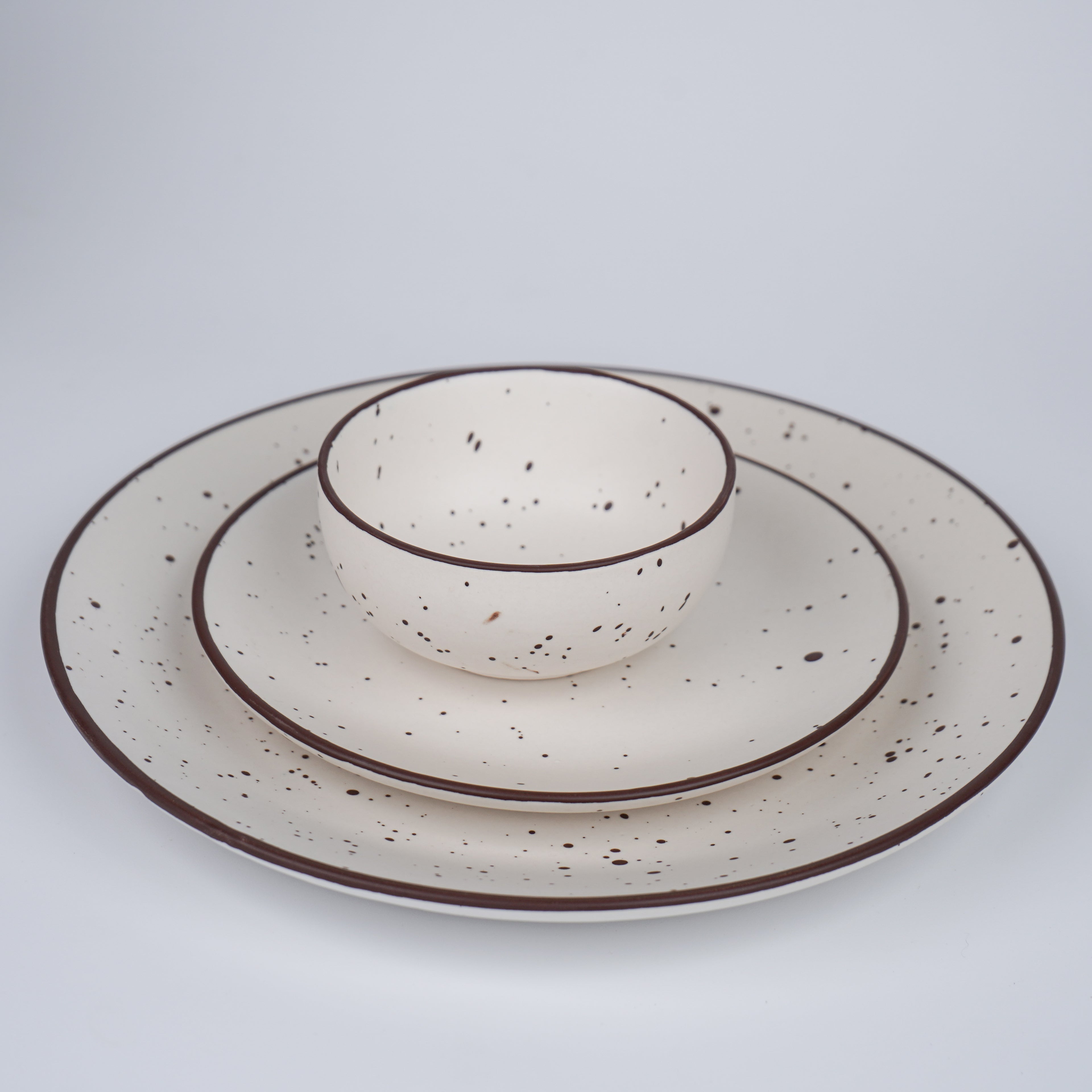 White Ceramic Speckled Dinner Set (Set of 19)