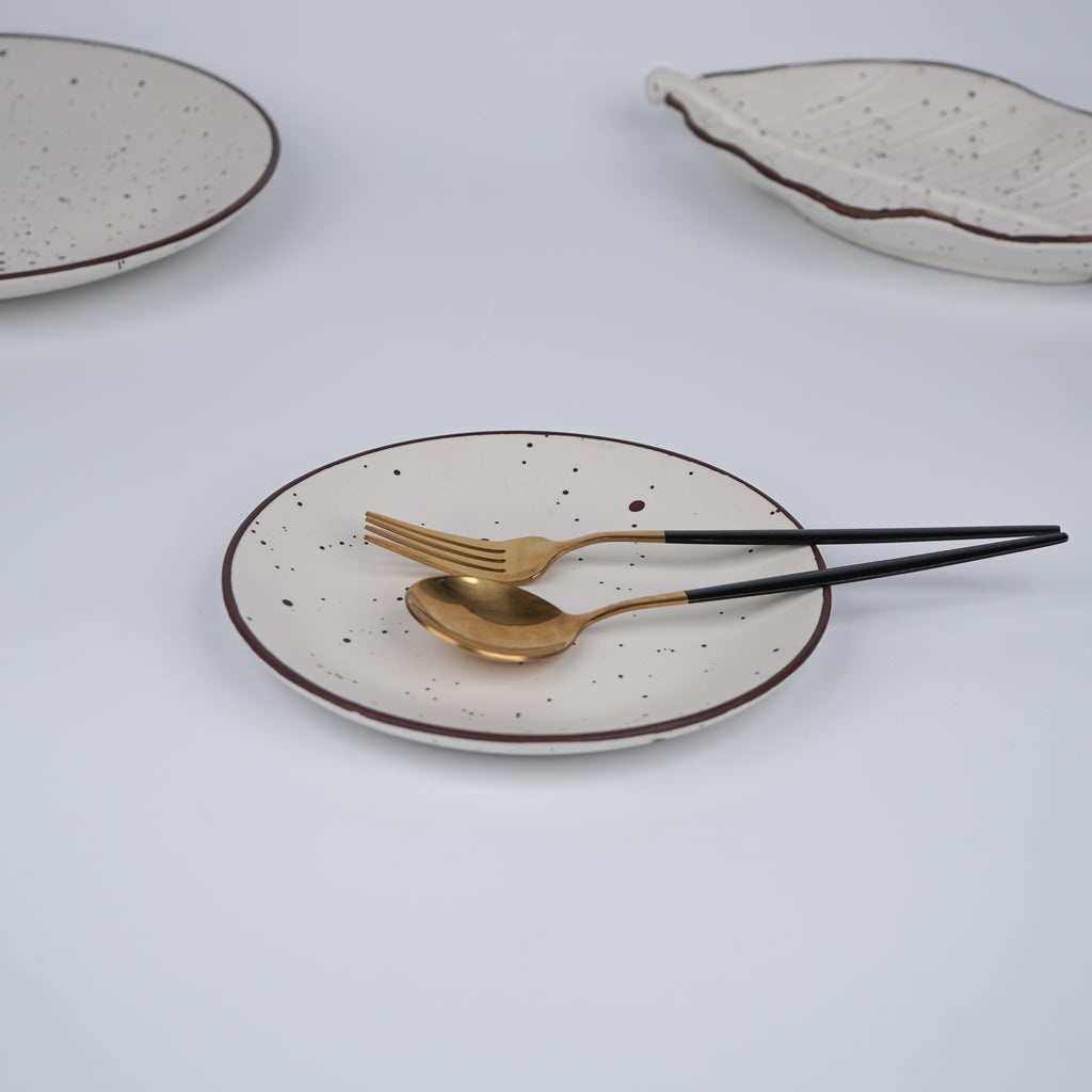 White Ceramic Speckled Dinner Set (Set of 19)