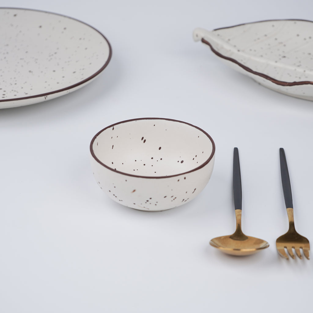 White Ceramic Speckled Dinner Set (Set of 19)