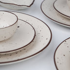 White Ceramic Speckled Dinner Set (Set of 19)