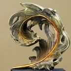 Golden Leaf-Inspired Decorative Sculpture on Black Base