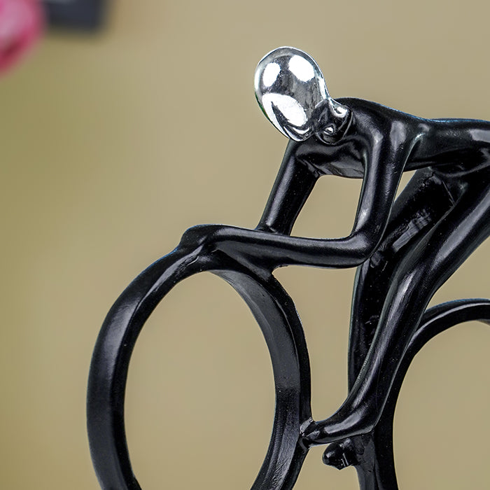 Black and Silver Cyclist Sculpture