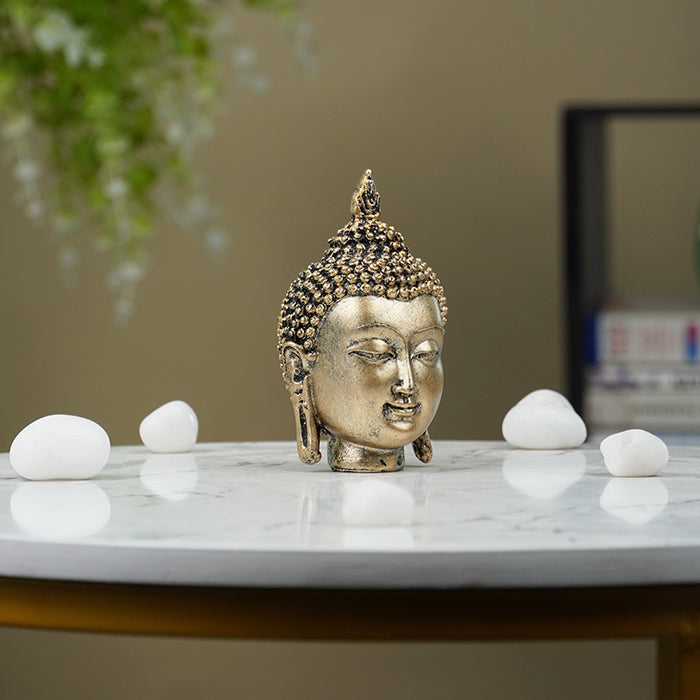 Mini Gold Buddha Head Statue