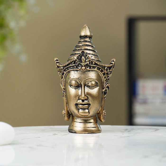 Mini Gold Buddha Head Figurine