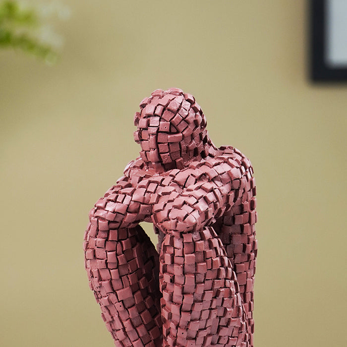 Brown Mosaic Sitting Human Sculpture
