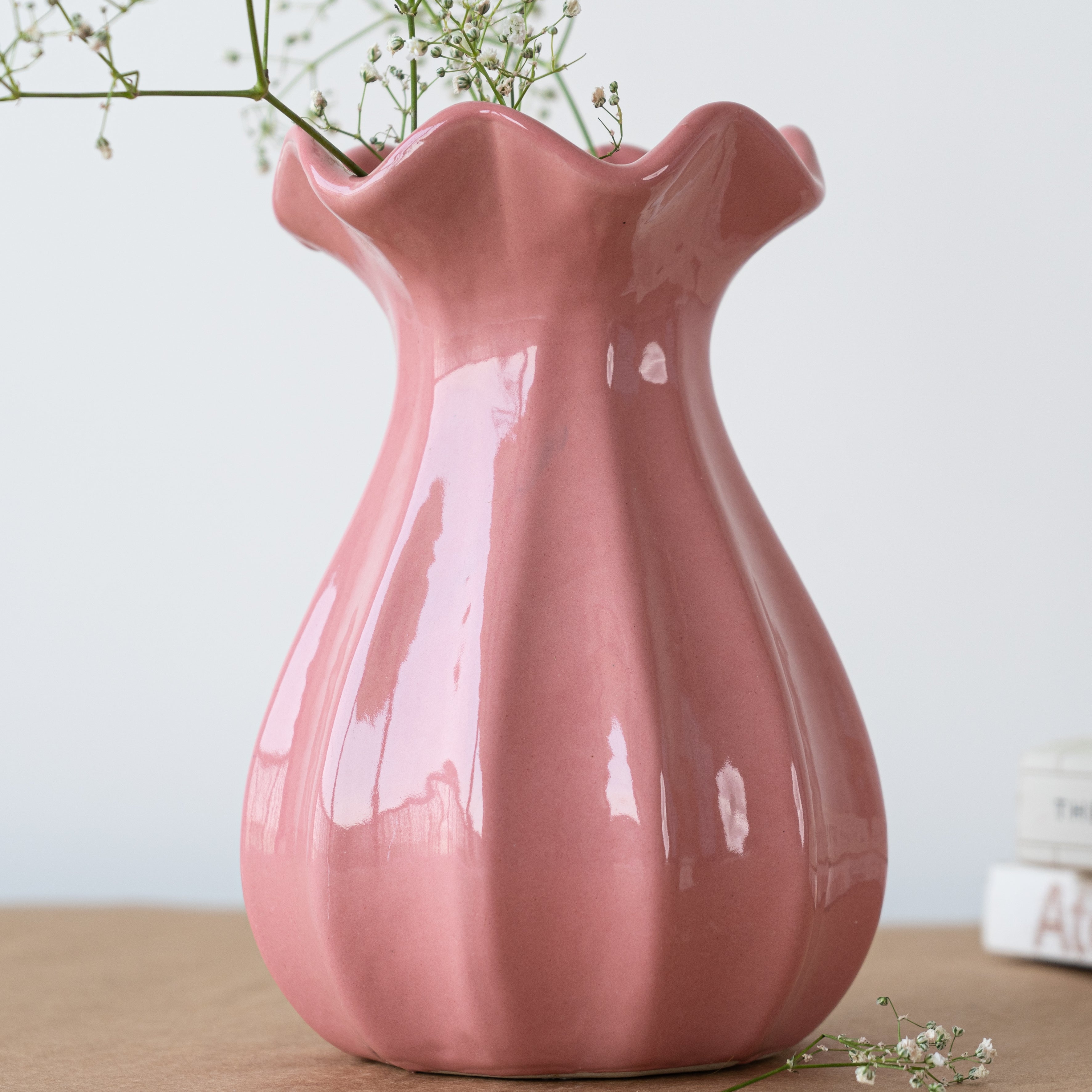 Pink Ceramic Flower Vase for Stylish Home Décor