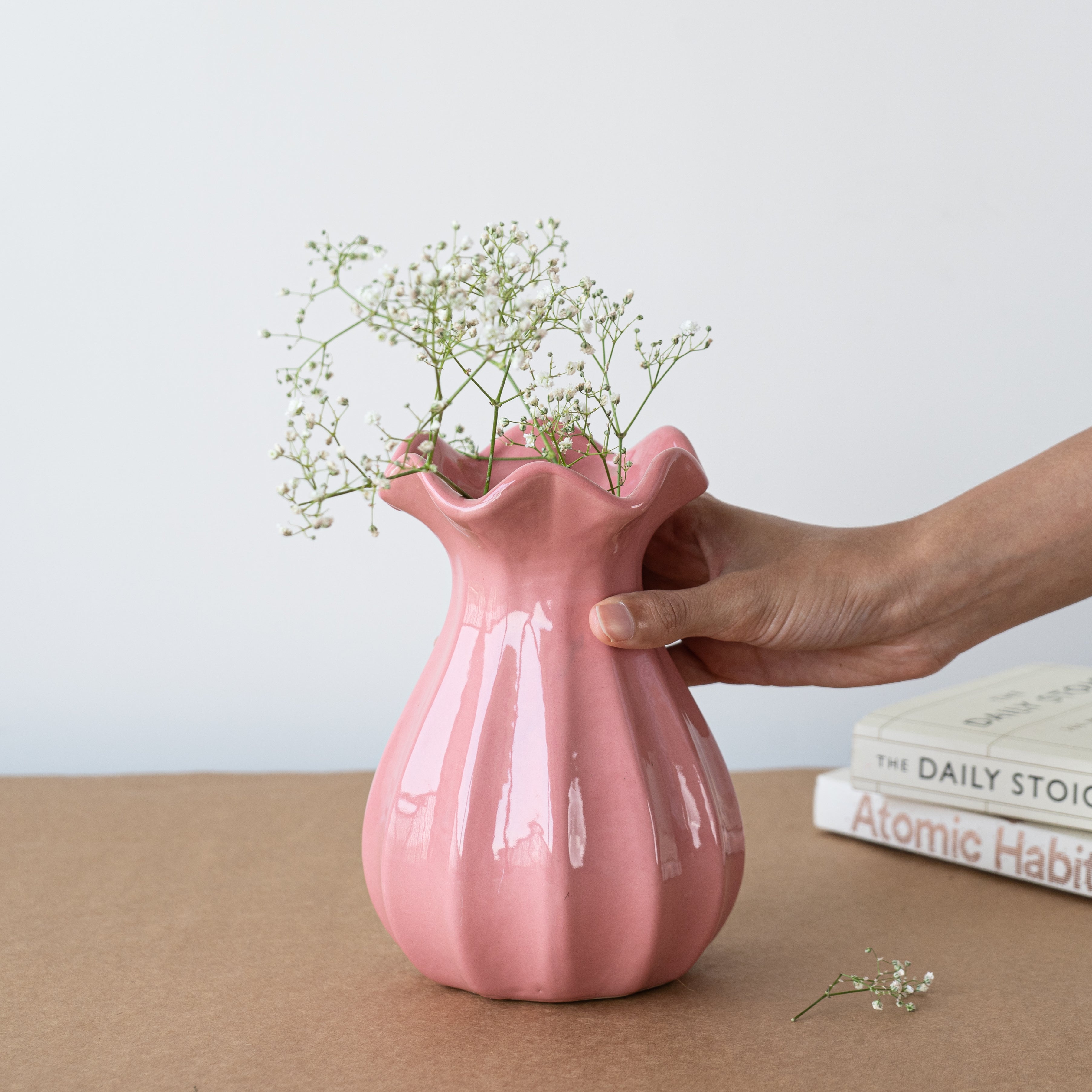 Pink Ceramic Flower Vase for Stylish Home Décor