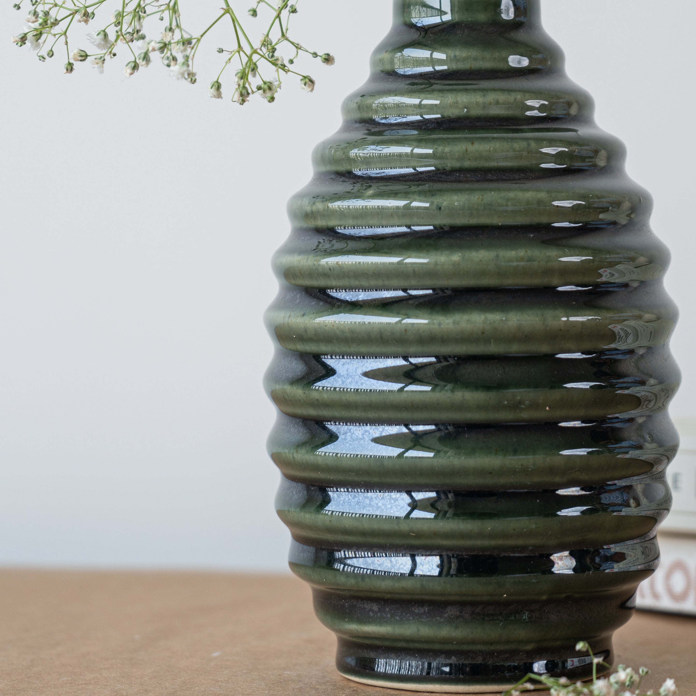 Earthy Olive Ceramic Flower Vase