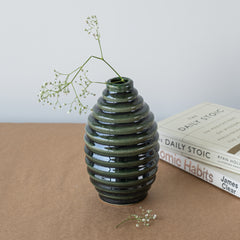 Earthy Olive Ceramic Flower Vase