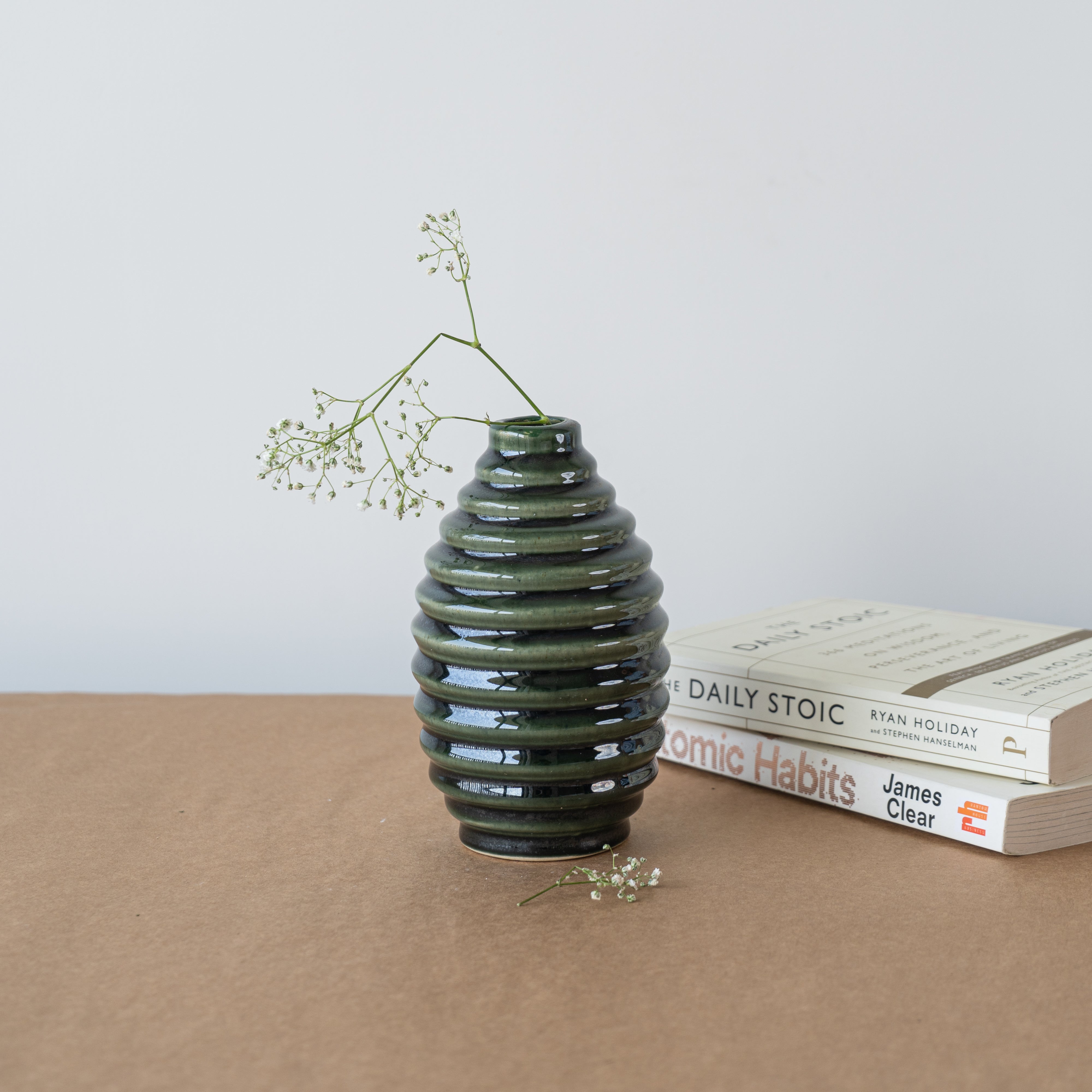 Earthy Olive Ceramic Flower Vase